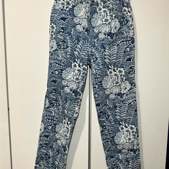 Vintage Ralph Lauren size 26 Floral Patterned Pants in Blue and White high rise - Picture 7 of 12